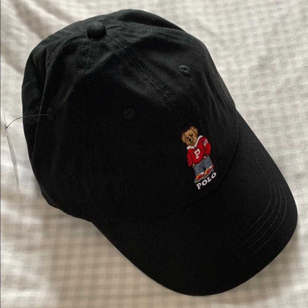 Polo by Ralph Lauren Black Hat with Embroidered Design
